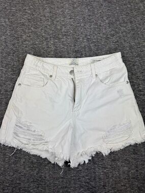 Cotton On White Distressed High-Rise Jean Shorts